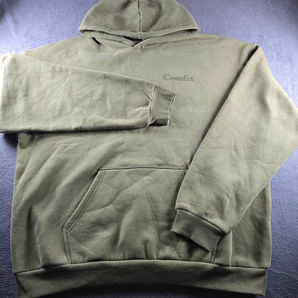 Comfrt Hoodie Mens 3XL Olive Green Heavyweight Pullover Sweatshirt Streetwear